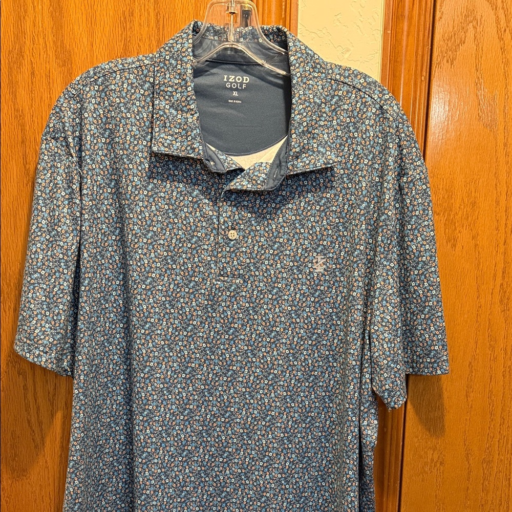IZOD Men's Blue Floral Polo Shirt